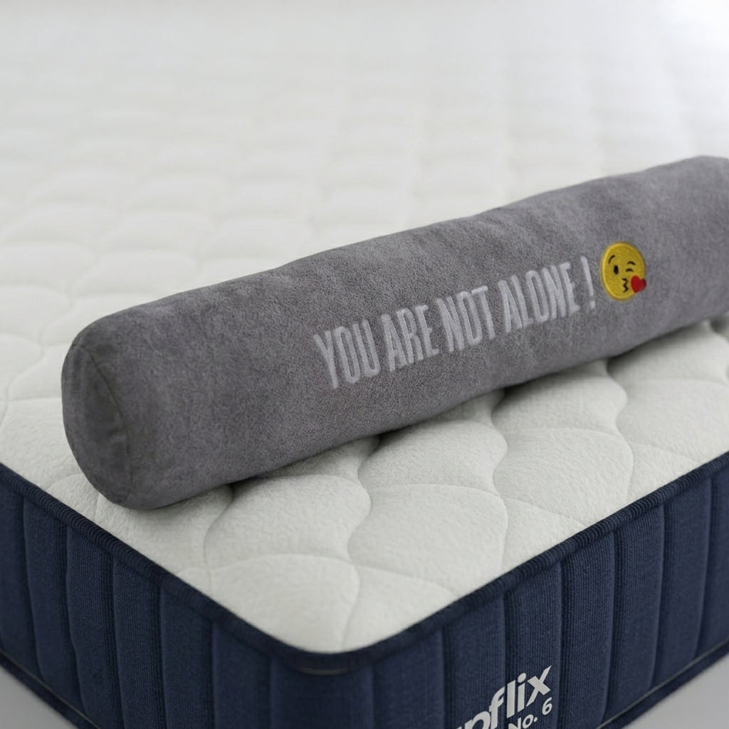 Hug Pillow 100×20 cm – Soft Polyester Body Pillow with Embroidered Text
