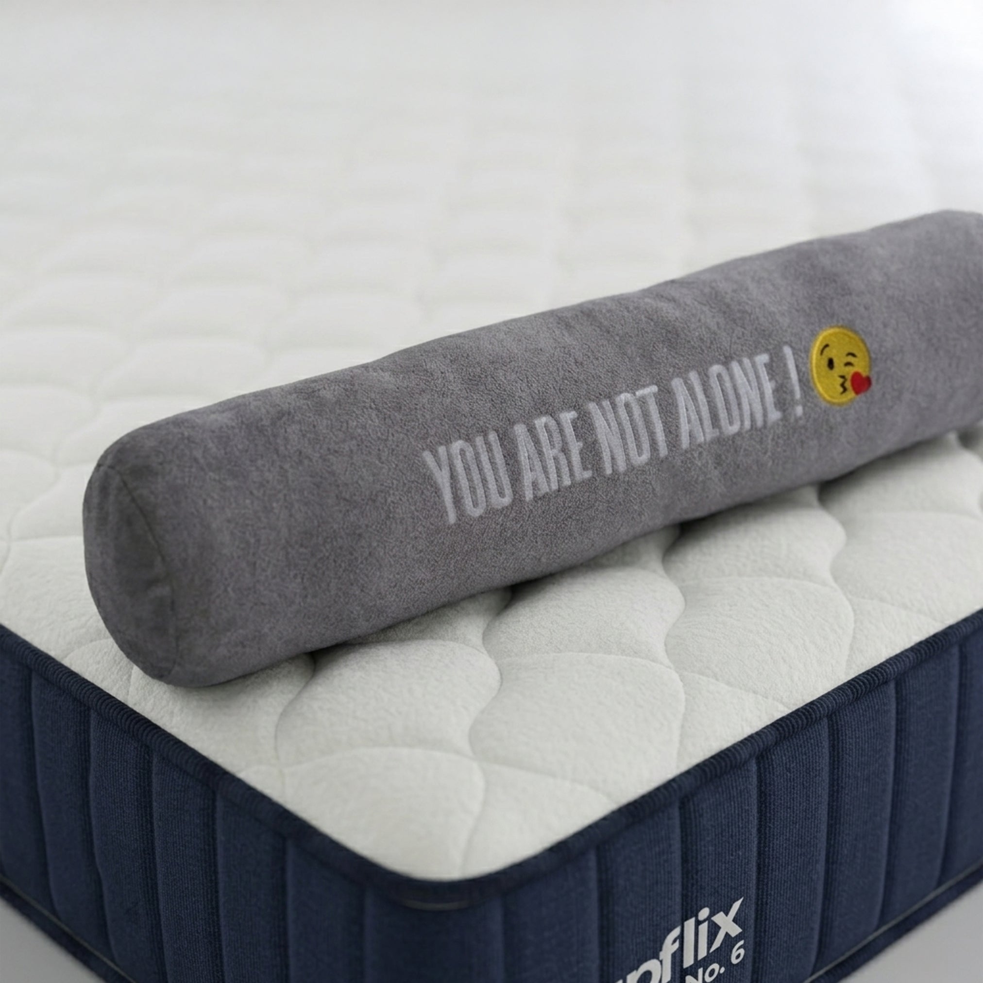 Hug Pillow 100×20 cm – Soft Polyester Body Pillow with Embroidered Text